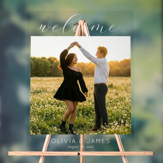 Romantic Green Photo Acrylic Sign (Neutral)