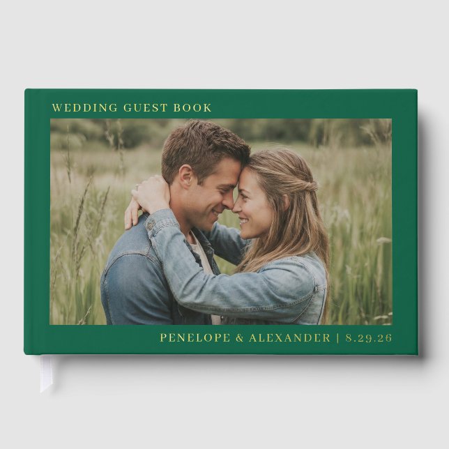 Romantic Green Photo Guest Book (Front)