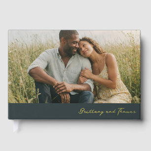 Romantic Green Photo Guest Book