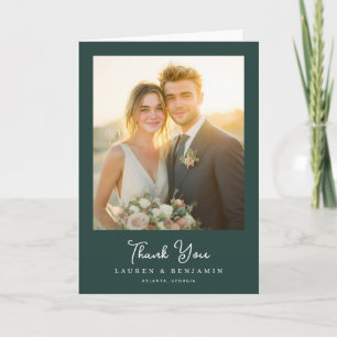 Romantic Green Photo Thank You Card