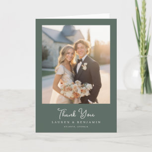 Romantic Green Photo Thank You Card