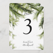 Romantic green Tropical | Table number cards