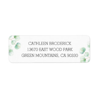 Romantic Green Watercolor Eucalyptus Leaves Label