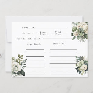 Romantic Greenery Beige Peony Wedding Recipe Invitation