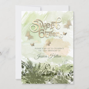 Romantic greenery Butterfly  garden sweet sixteen  Invitation