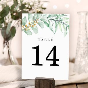 Romantic Greenery Foliage Eucalyptus Wedding Table Number