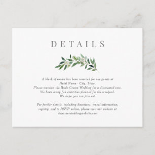 Romantic Greenery Wedding Details Enclosure Card