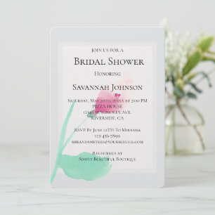 Romantic Grey Pink Floral Bridal Shower Invitation