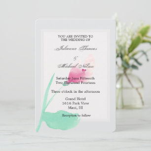 Romantic Grey Pink Floral Wedding Invitation