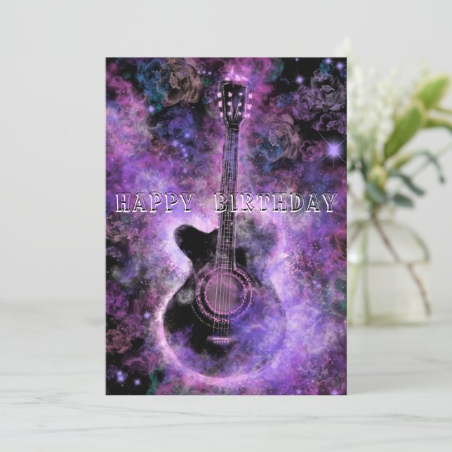 Romantic Guitar Music Birthday Card (Standing Front)
