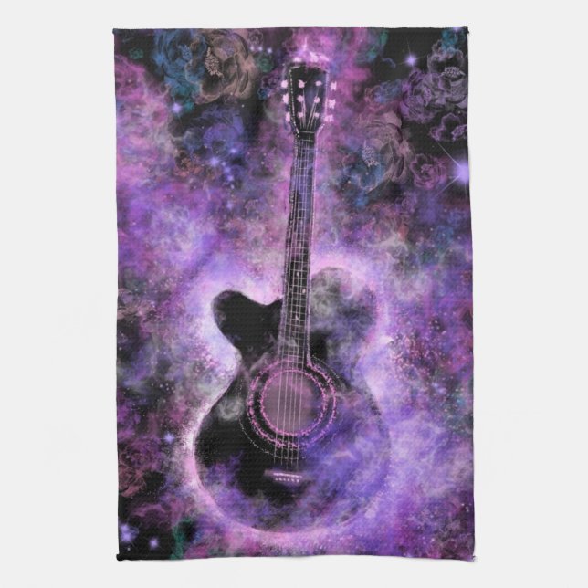 Romantic Guitar Music Kitchen Towel (Vertical)