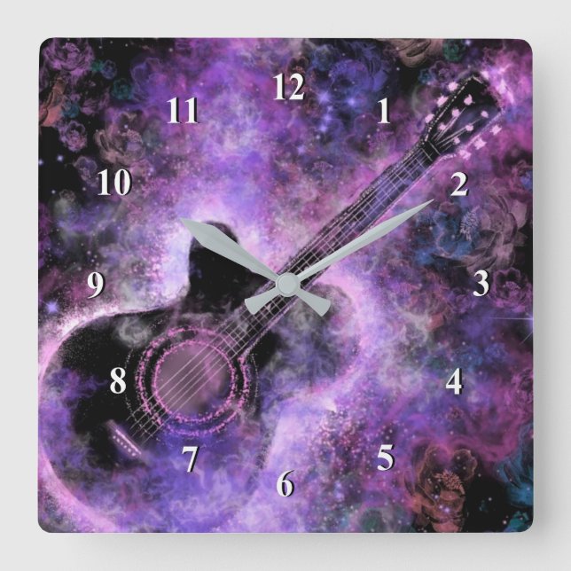 Romantic Guitar Music - Magic Melody Square Wall Clock (Front)