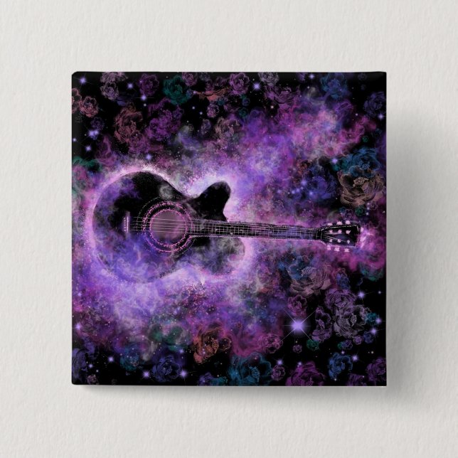 Romantic Guitar Music - Magic Space - 15 Cm Square Badge (Front)