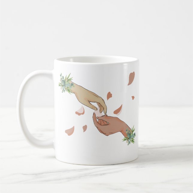 Romantic Hand And Petal Textured Coffee Cup (Left)