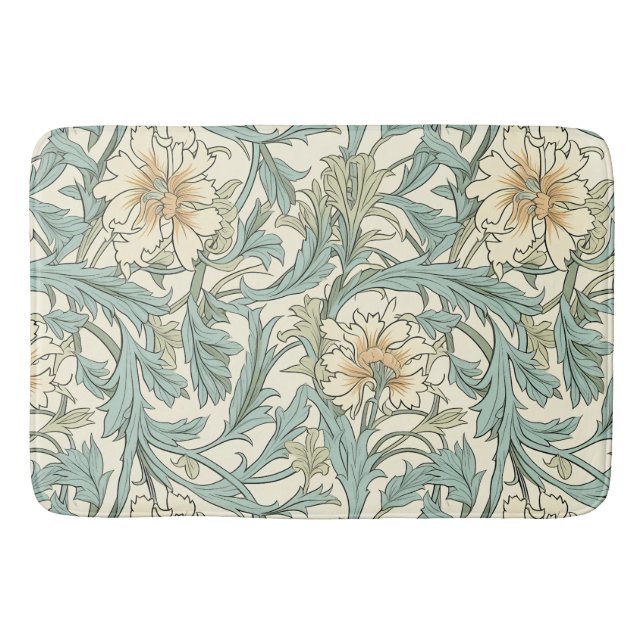 Romantic hand drawn botanical Wild flowers pretty Bath Mat (Front)