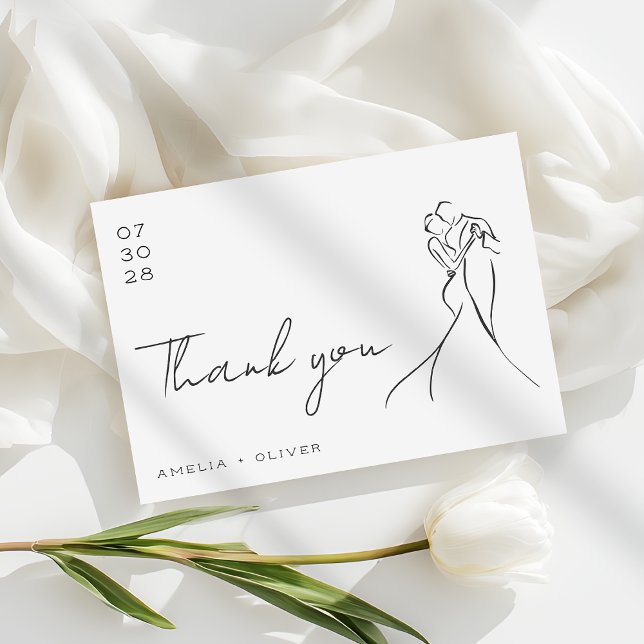 Romantic Hand Drawn Lovely Modern Wedding Thank You Card (Creator Uploaded)