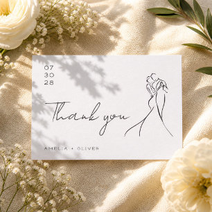 Romantic Hand Drawn Lovely Modern Wedding Thank You Card