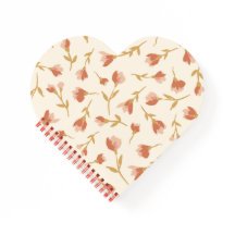 Romantic hand painted floral heart shaped notebook