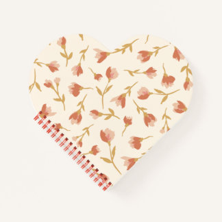 Romantic hand painted floral heart shaped notebook
