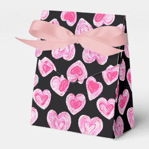 Romantic Handdrawn Pink Heart Valentine Gift Bag Favour Box