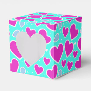Romantic Handdrawn Pink Heart Valentine Gift Favour Box