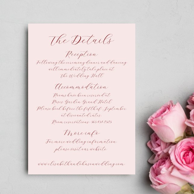Romantic handwritten calligraphy wedding details enclosure card (Creator Uploaded)