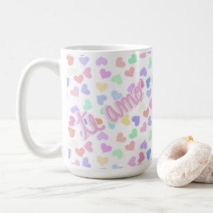 Romantic Handwritten Te Amo Pastel Heart Confetti Coffee Mug