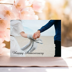 Romantic Happy Anniversary Couple Holding Hands Card