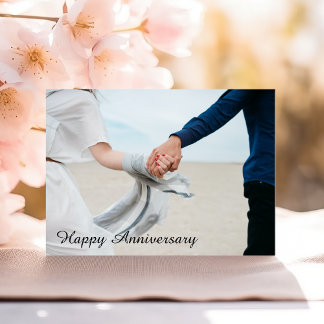 Romantic Happy Anniversary Couple Holding Hands Card