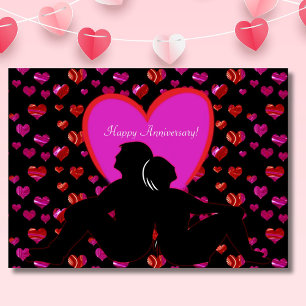 Romantic Happy Anniversary Couple With Hearts Card