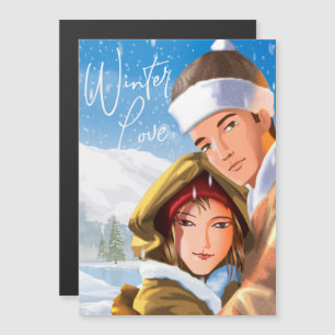 Romantic Happy Holidays Winter Love Magnetic Card