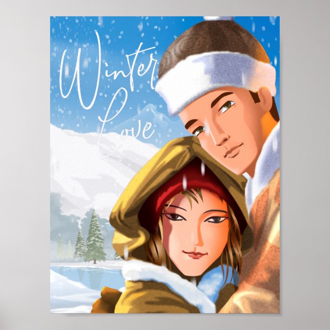 Romantic Happy Holidays Winter Love Poster Paper (Front)