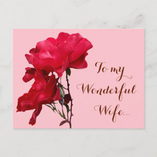 Romantic Happy Valentine red rose flowers floral  Postcard