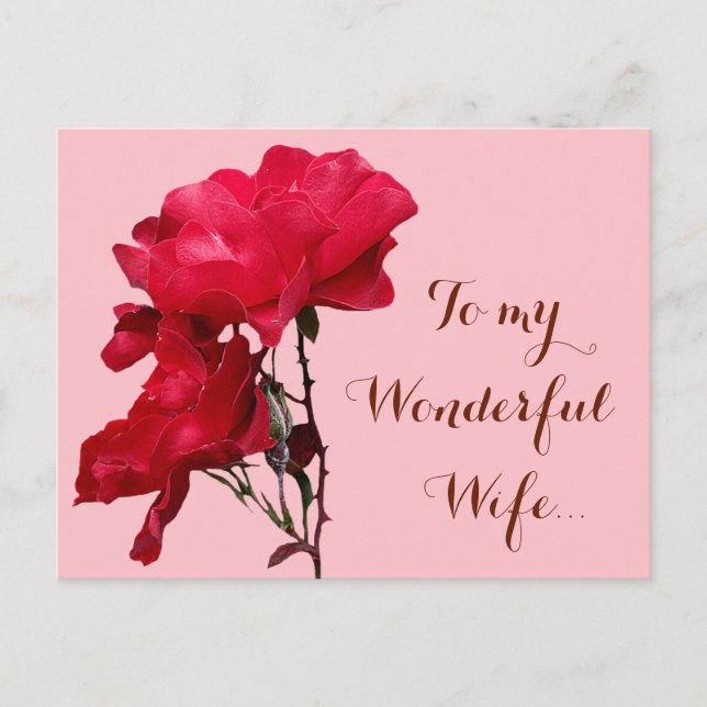 Romantic Happy Valentine red rose flowers floral  Postcard (Front)