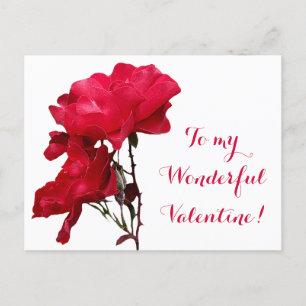 Romantic Happy Valentine red rose love floral cute Postcard