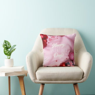 Romantic "Happy Valentine's Day" Rose  Cushion