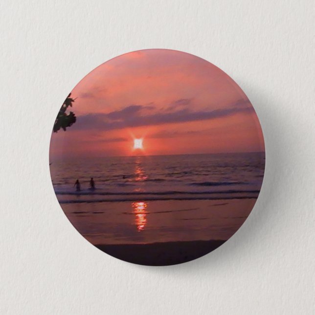 Romantic Hawaiian Sunset Ocean Beach 6 Cm Round Badge (Front)