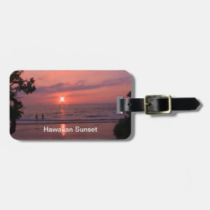 Romantic Hawaiian Sunset Ocean Beach Luggage Tag