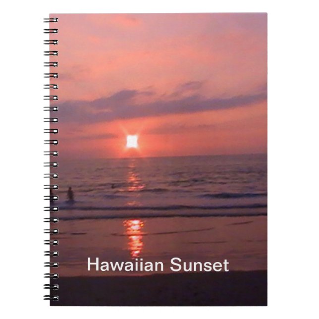 Romantic Hawaiian Sunset Ocean Beach Notebook (Front)