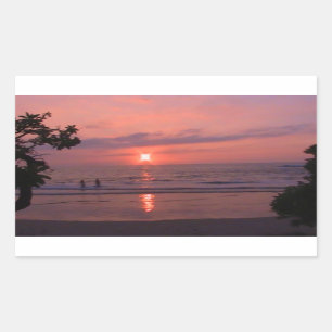 Romantic Hawaiian Sunset Ocean Beach Rectangular Sticker