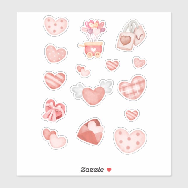 Romantic Heart and Love Sticker Sheet (Sheet)