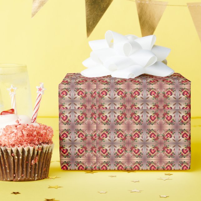Romantic Heart and Roses Design Wrapping Paper (Birthday Party)