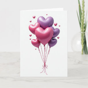 Romantic Heart Balloons Love Card