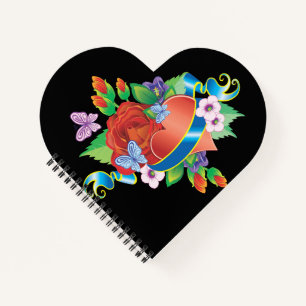 Romantic Heart & Blooms” Notebook