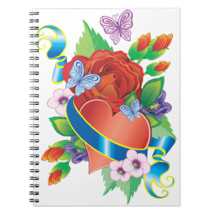 Romantic Heart & Blooms” Notebook