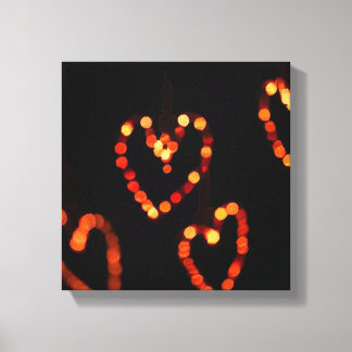 Romantic Heart Bokeh Lights–Warm Glow Photography Canvas Print