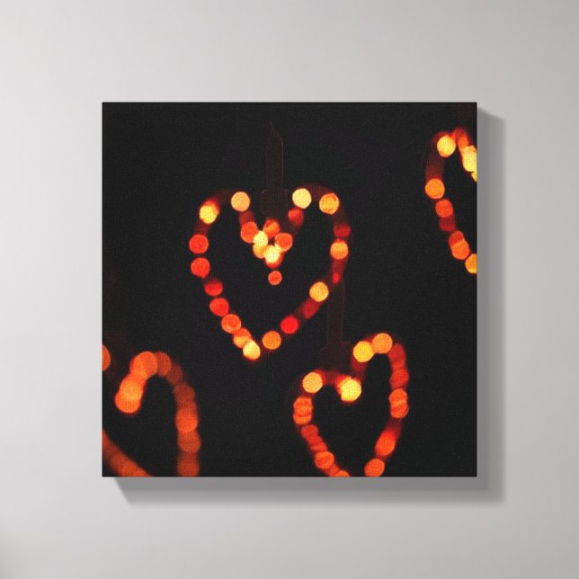 Romantic Heart Bokeh Lights–Warm Glow Photography Canvas Print (Front)