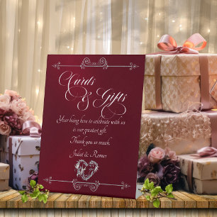 Romantic Heart Cards & Gifts - Burgundy Pedestal Sign