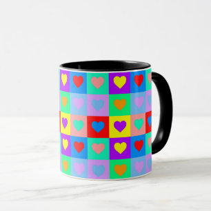 Romantic Heart Colourful Pattern Pop Art Mug