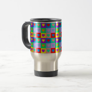 Romantic Heart Colourful Pattern Pop Art  Travel Mug